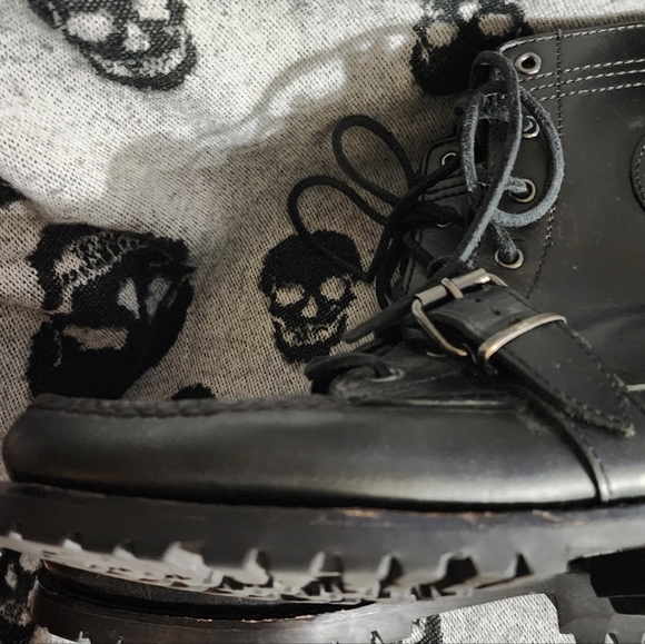 POLO RALPH LAUREN BUCKLE LUG LEATHER BOOT MEN 8.5 WOMEN 10.5 BLACK - Picture 11 of 14